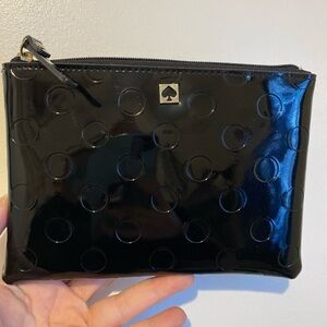 Kate Spade Black Patent PVC Cosmetic Case Polka Dot